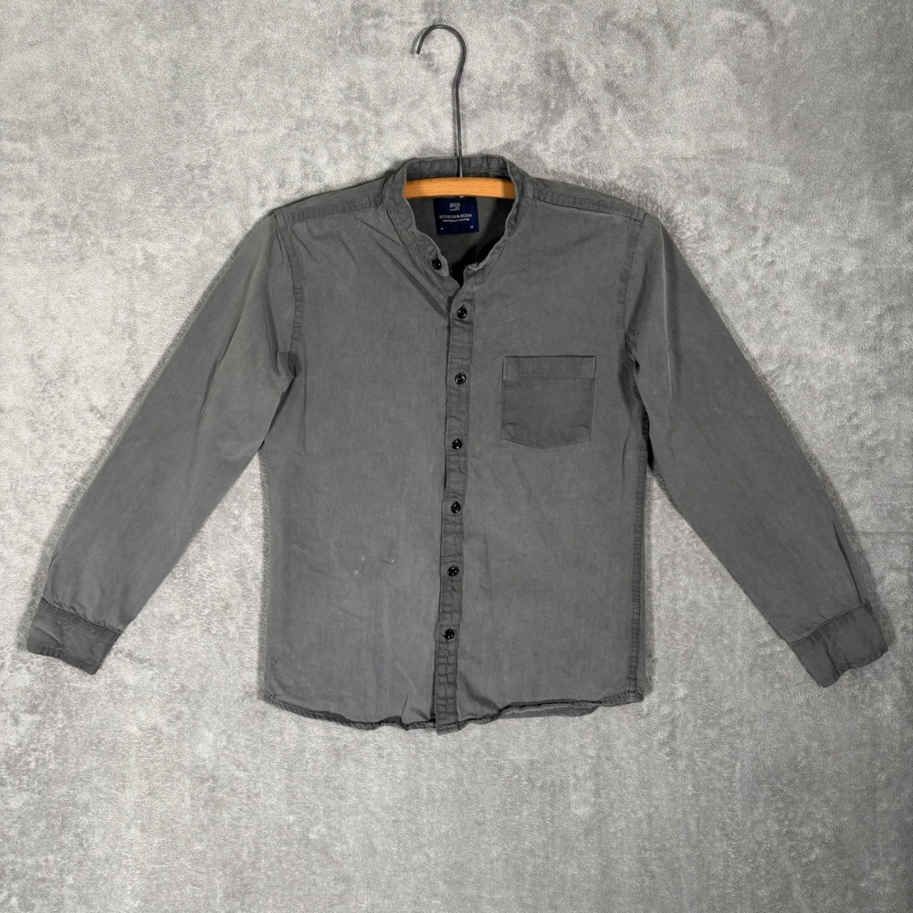 Scotch & Soda Mandarin Collar Button Up Shirt Men's Size M‎ 36 Charcoal Grey